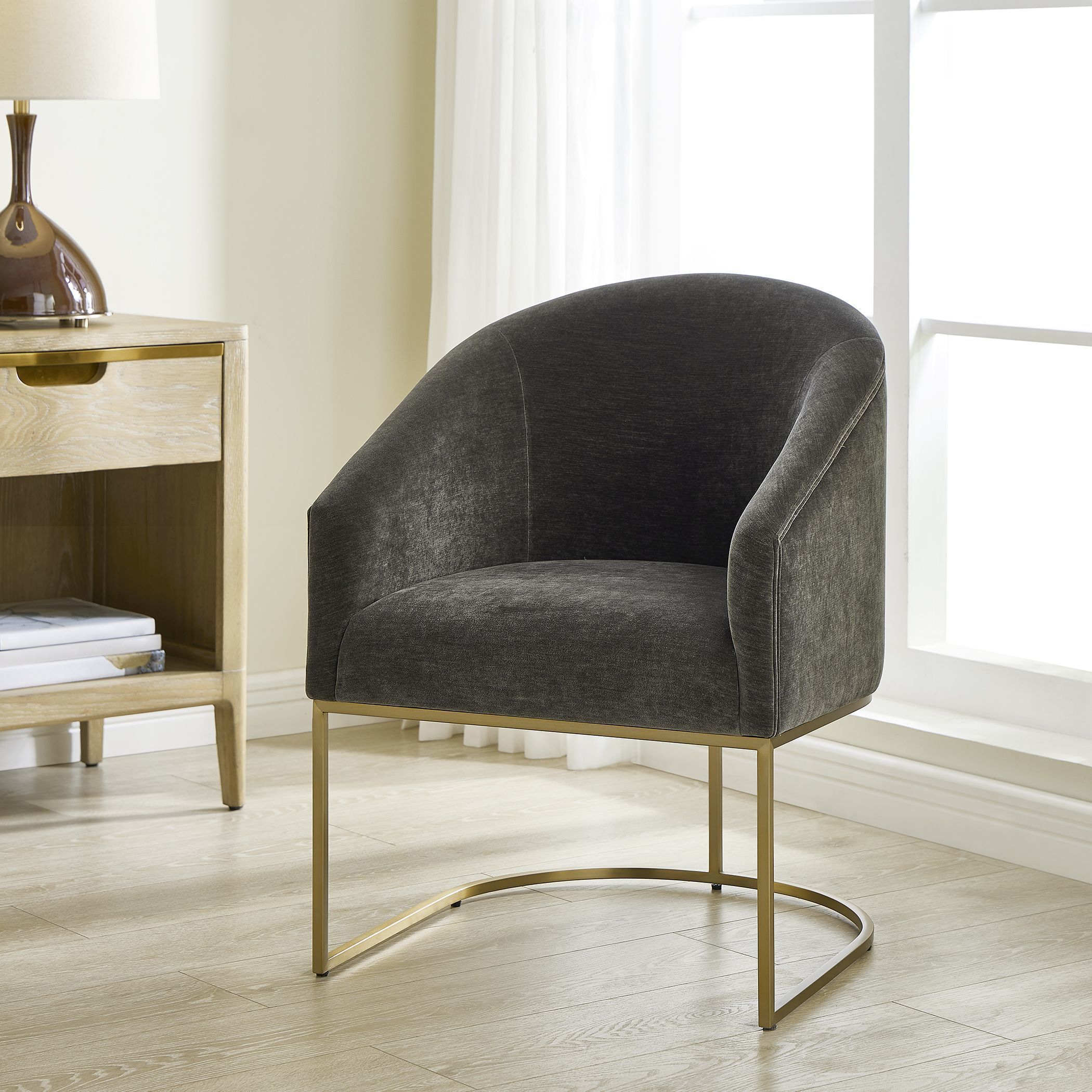 Hanni Brass and Charcoal Dining Chair