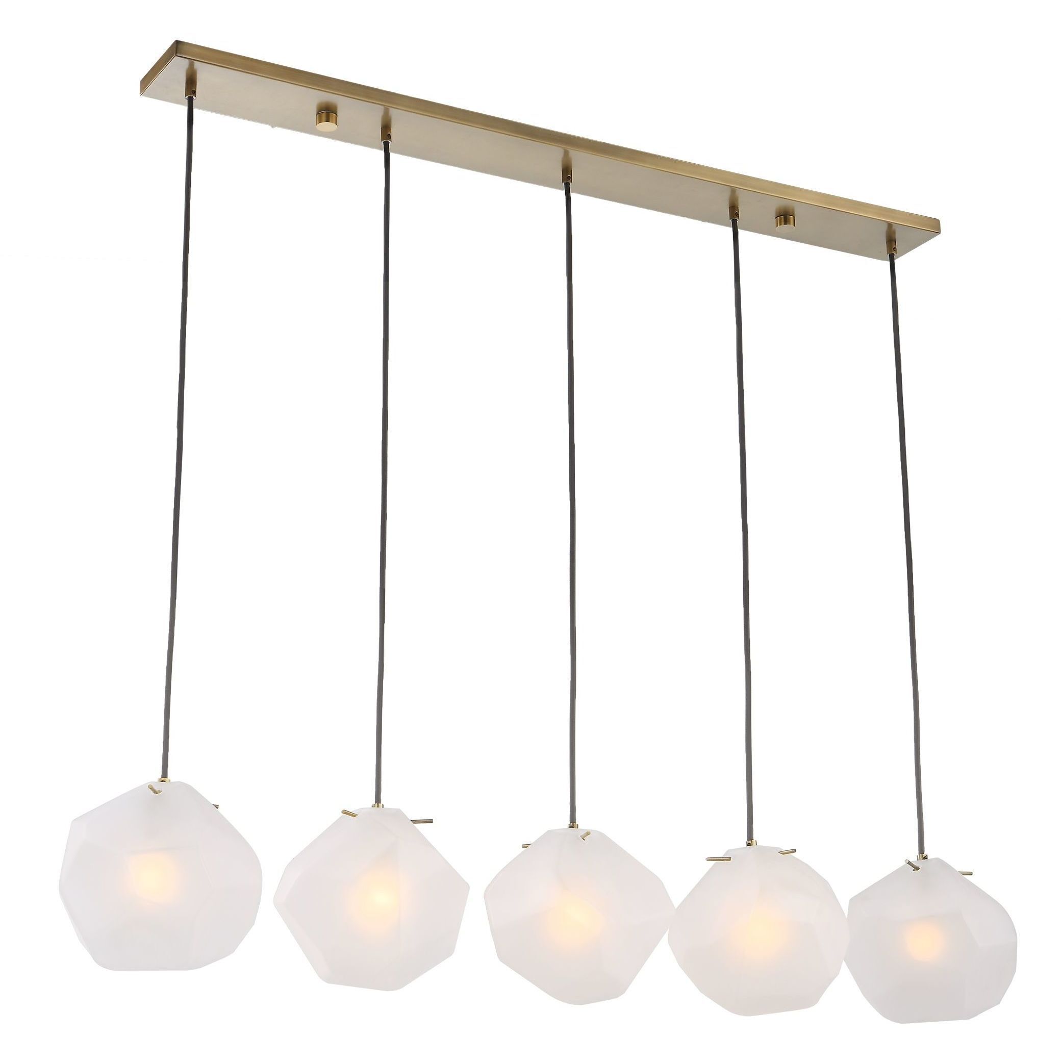 Geodesic 5 Light 47 inch Matte Antique Brass Linear Pendant Ceiling Light