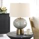 Lunia 25 inch 150 watt Smoky Gray Art Glass and Antique Brushed Brass Table Lamp Portable Light