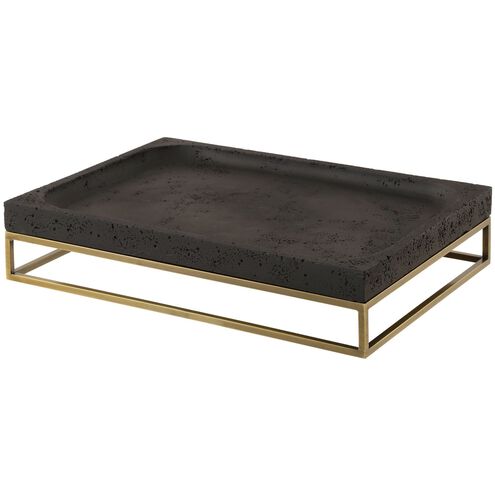 Shadowstone Black Stone and Antiqued Brass Tray