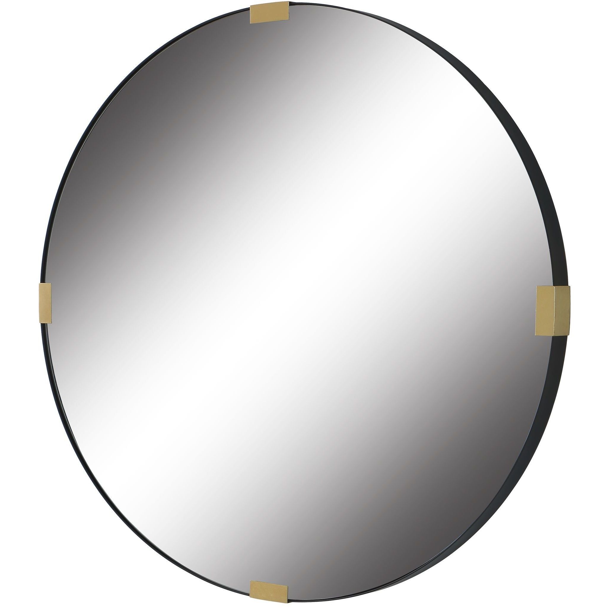 Clip 42.5 X 42.5 inch Satin Black and Antiqued Gold Leaf Mirror