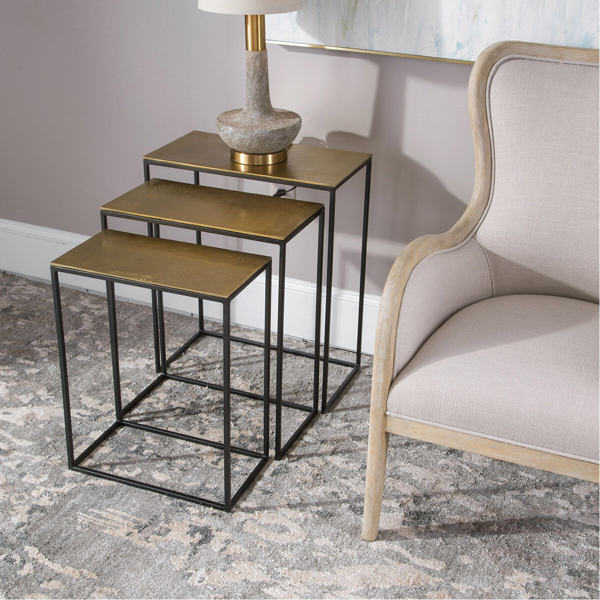 Coreene 26 X 21 inch Gold Nesting Tables, Set of 3