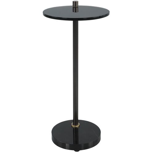 Steward 23.25 X 9.5 inch Black Marble and Black Glass with Brushed Brass Drink Table