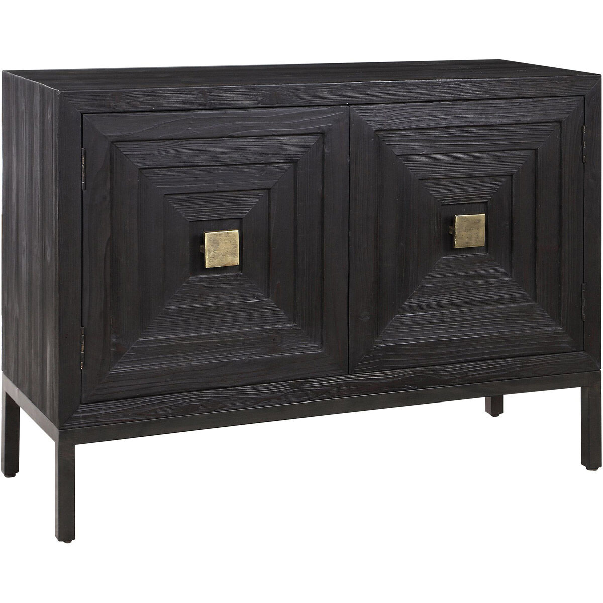 Aiken Dark Ebony and Brushed Brass 2 Door Cabinet