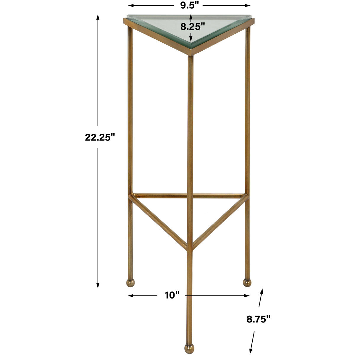 Giza 22 X 10 inch Brushed Gold and Glass Drink Table
