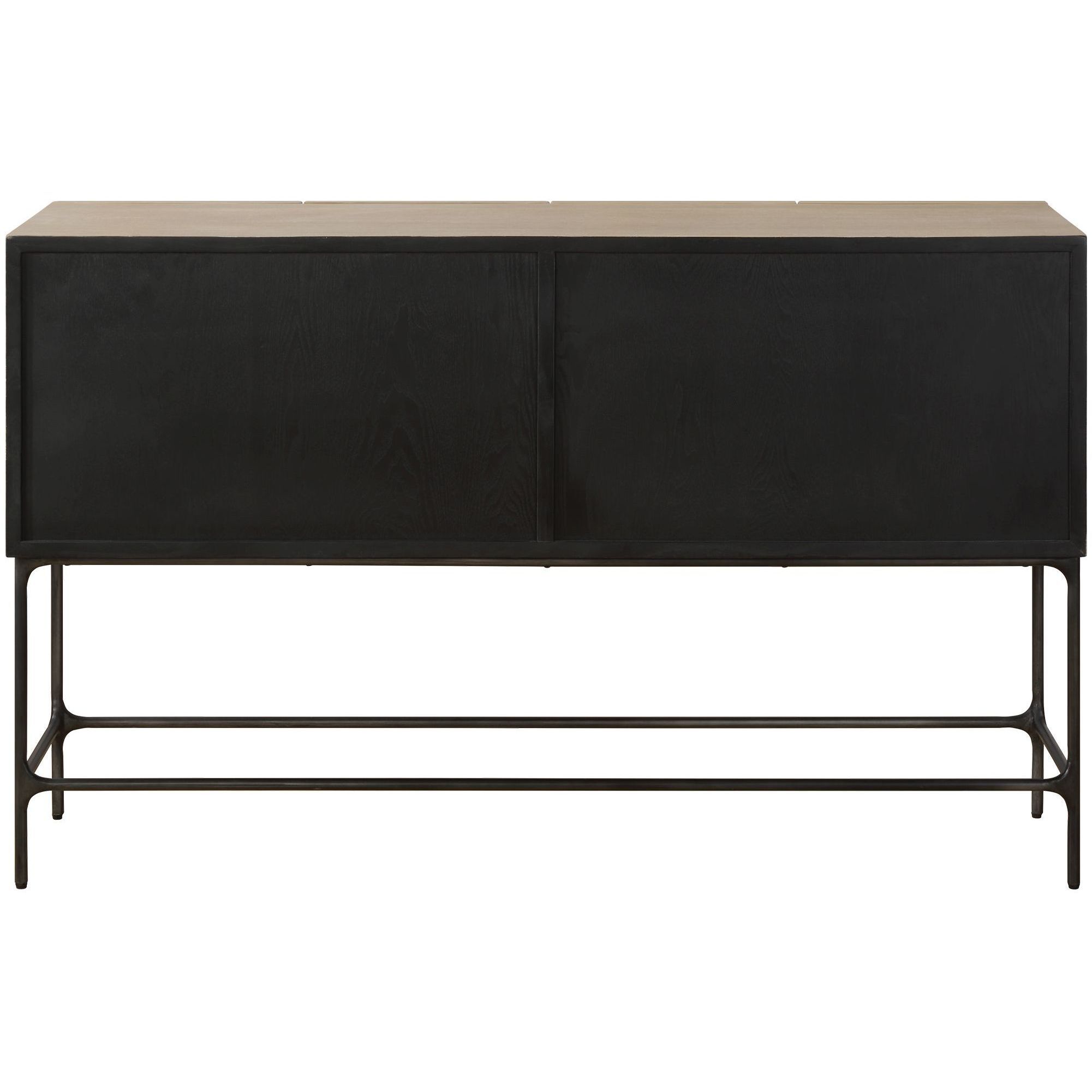 Lunar Elm Veneer and Black 4 Door Cabinet
