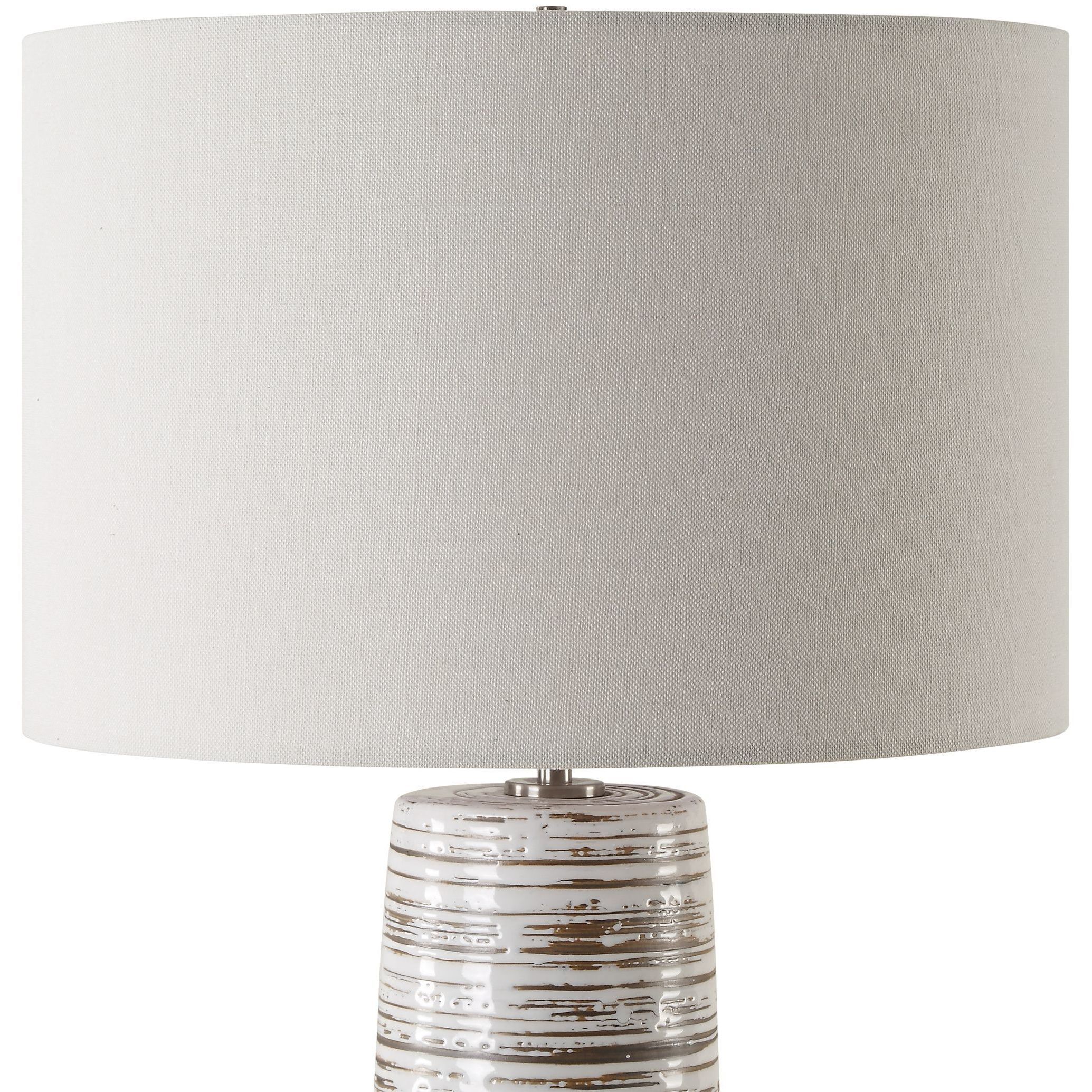 Haven 29.5 inch 150.00 watt White Glaze and Brushed Plated Nickel Table Lamp Portable Light