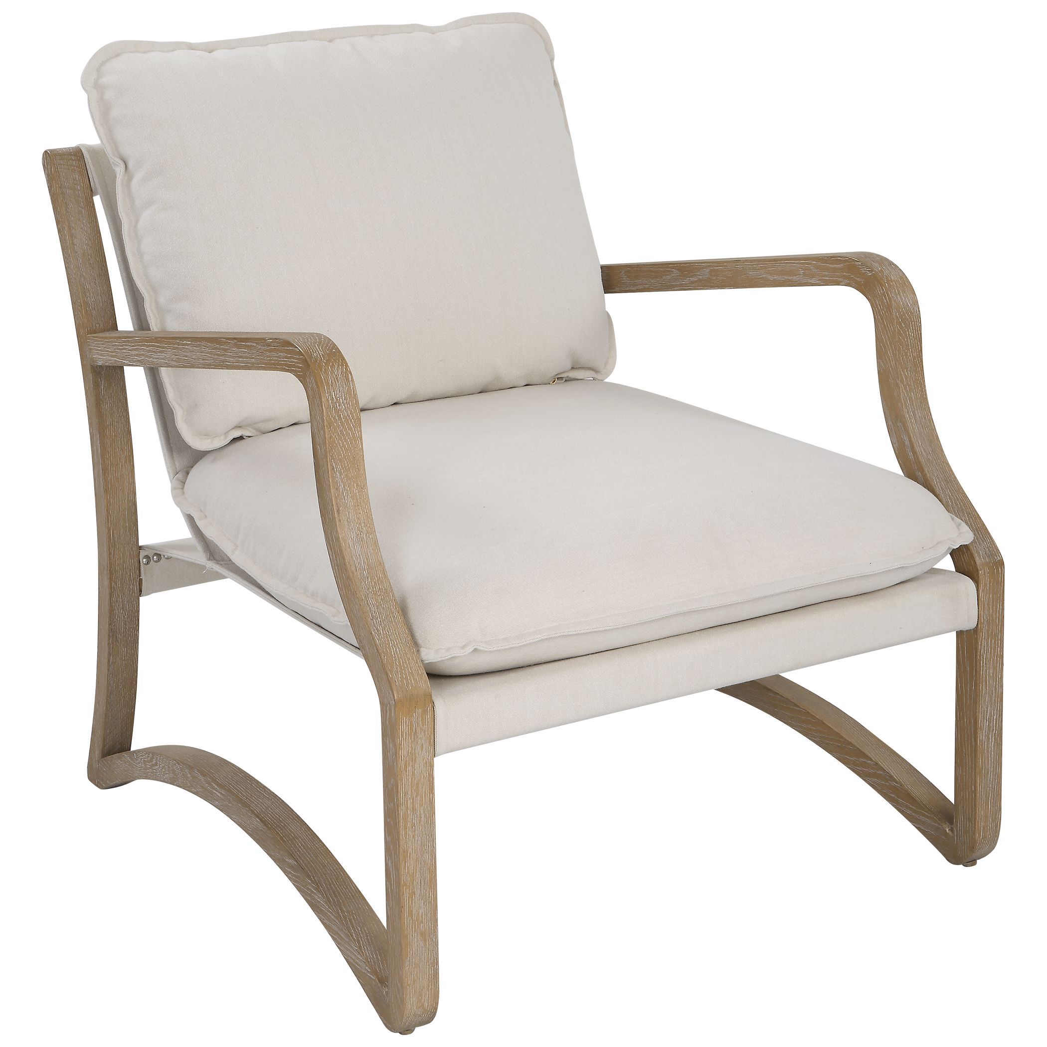 Melora Natural Solid Oak and Natural Linen Toned Fabric Accent Chair