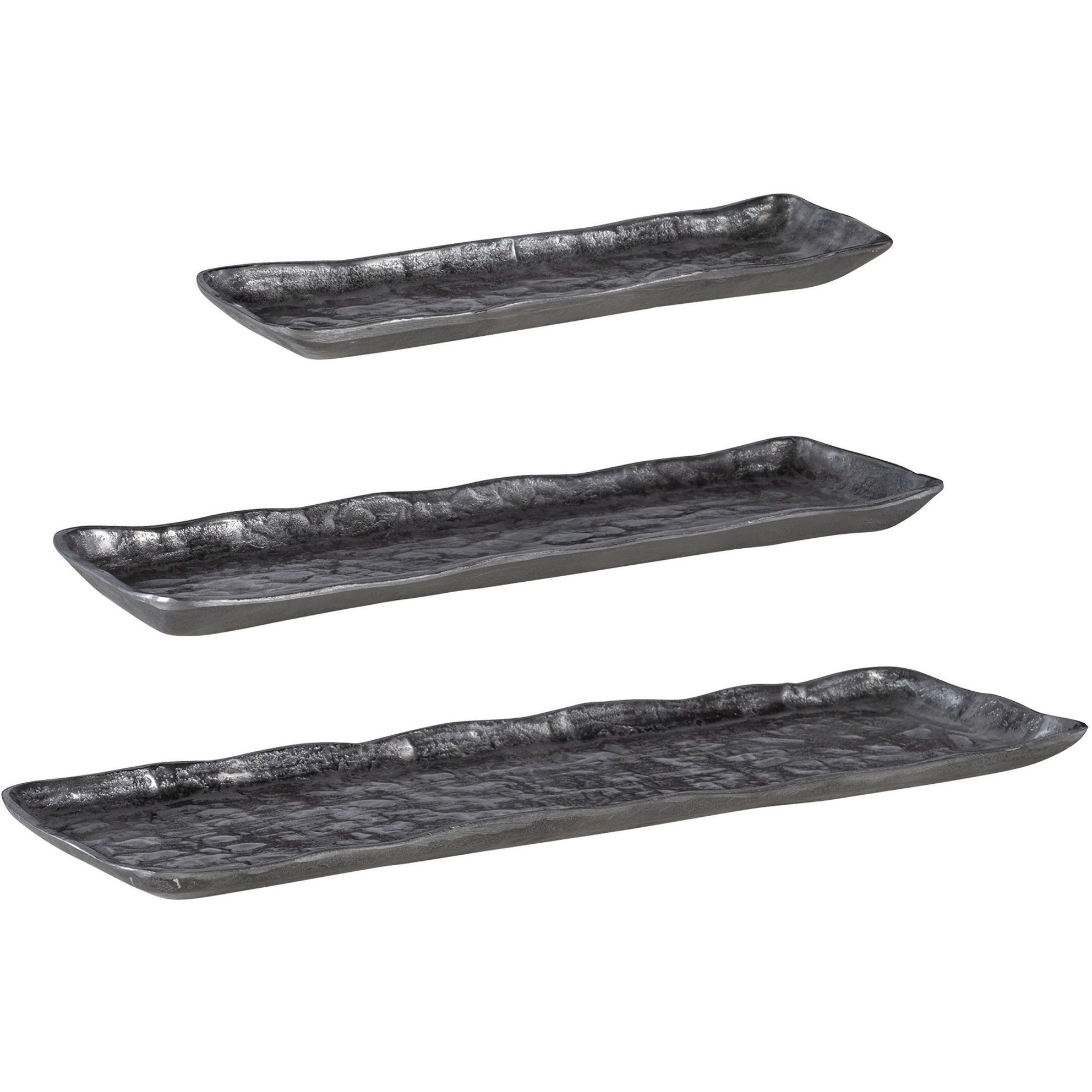 Artisan Antique Nickel Trays, Set of 3