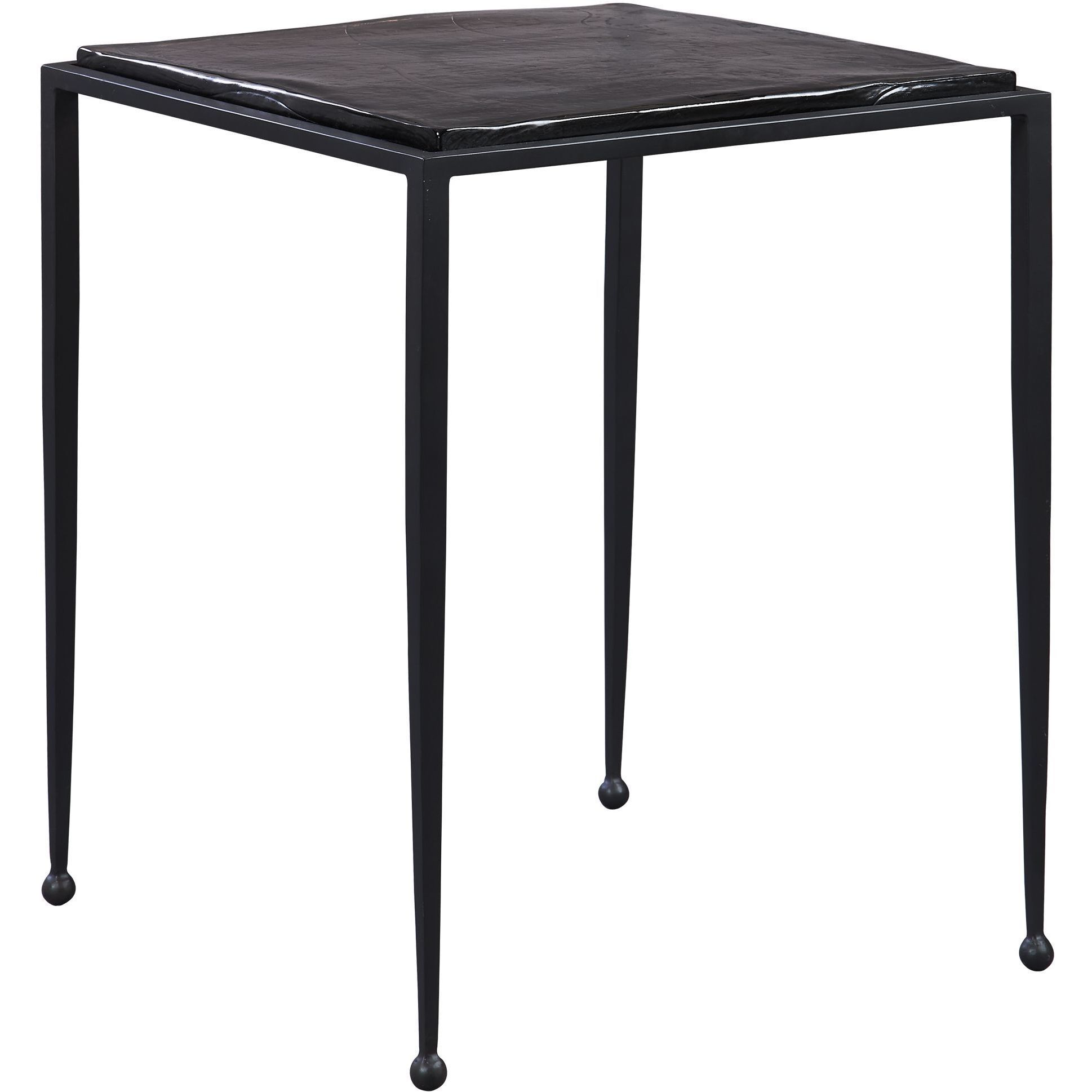 Wavelet 24 X 19.25 inch Textured Charcoal Glass and Matte Black Side Table