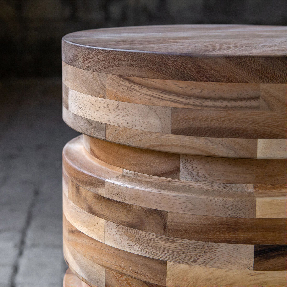 Boone 21 X 12 inch Solid Acacia Wood Pieces Drink Table