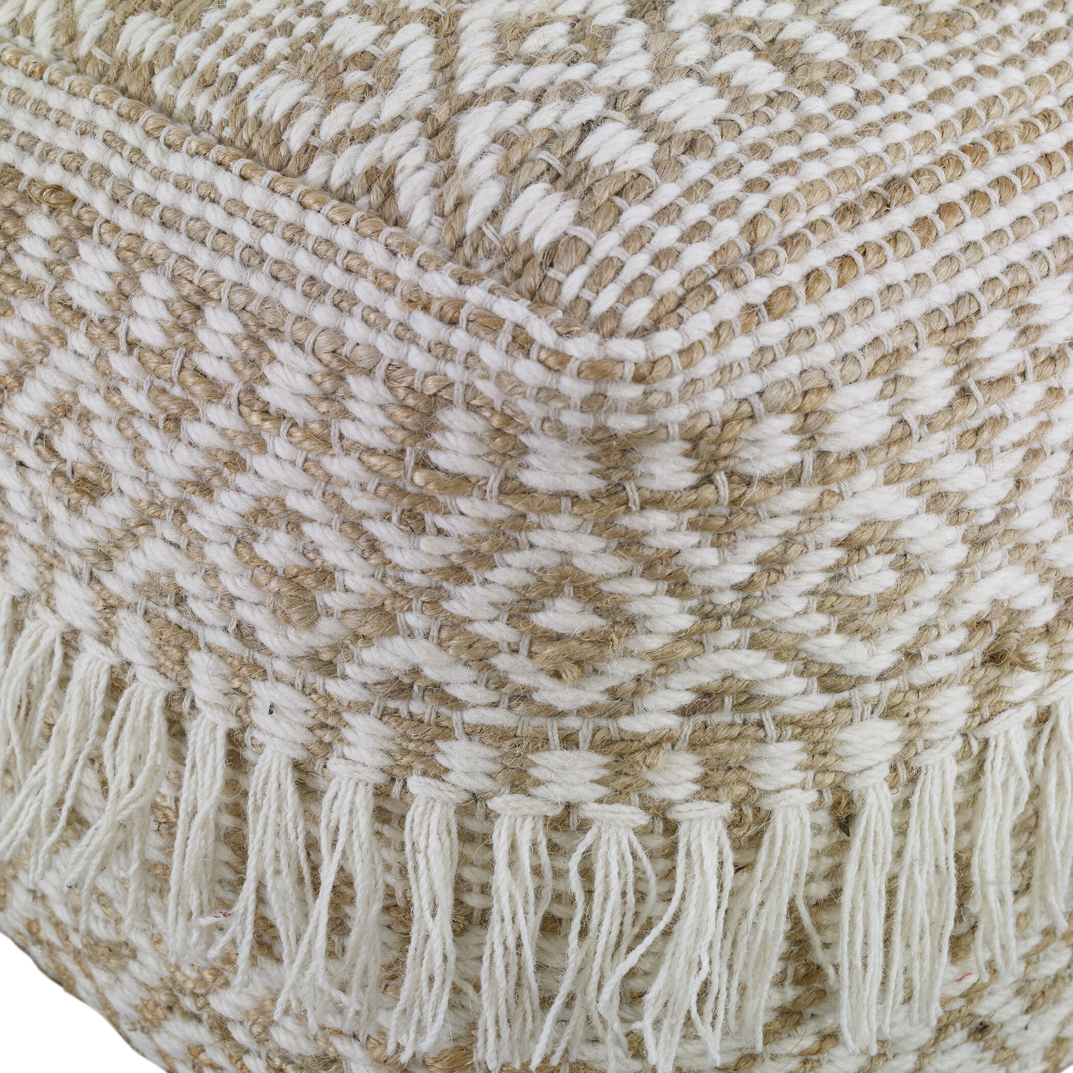 Boheme 18 inch Soft Ivory and Rich Brown Pouf