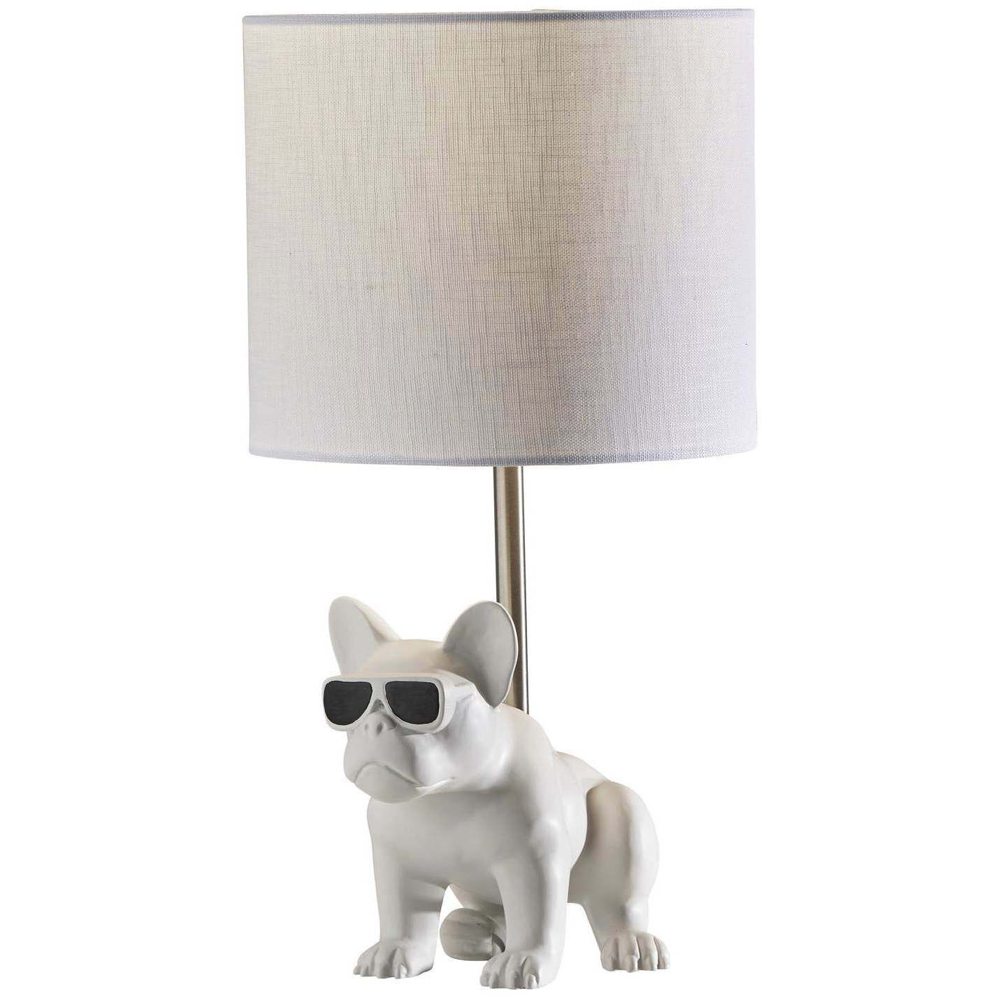 Sunny 16 inch 60 watt White Ceramic with Brushed Steel Neck Table Lamp Portable Light, Simplee Adesso