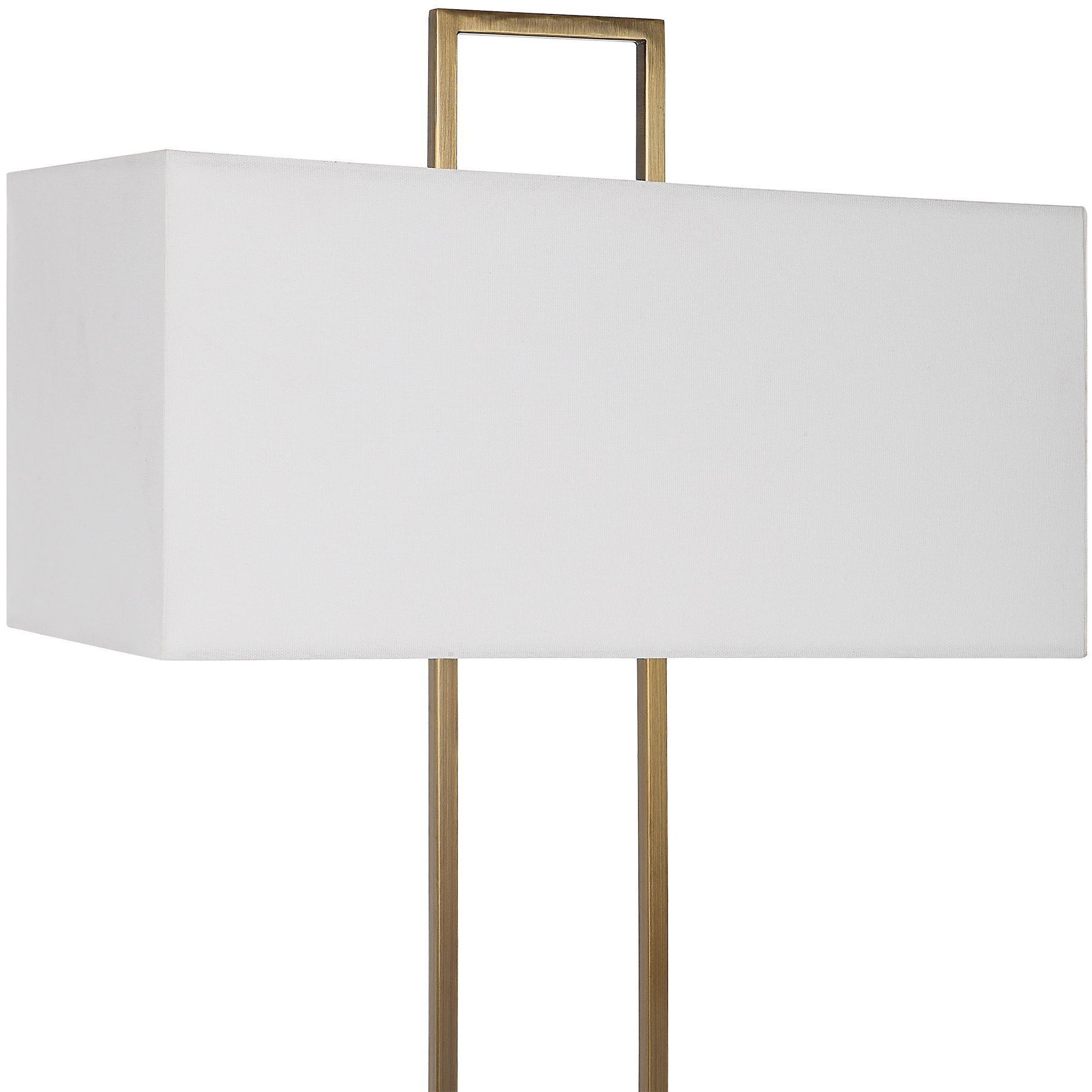 Column 35 inch 100.00 watt Plated Brass and White Marble Table Lamp Portable Light