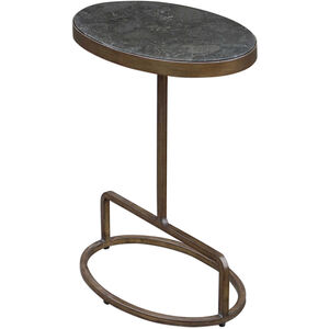 Jessenia 23 X 18 inch Polished Bluestone and Antiqued Brushed Gold Accent Table