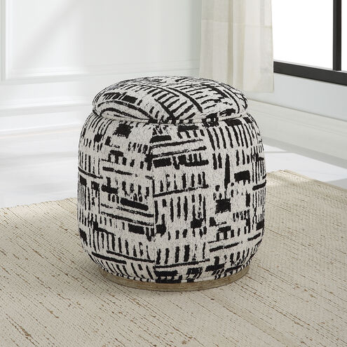 Dialogue 18 inch Black and Off White with Oak Ottoman
