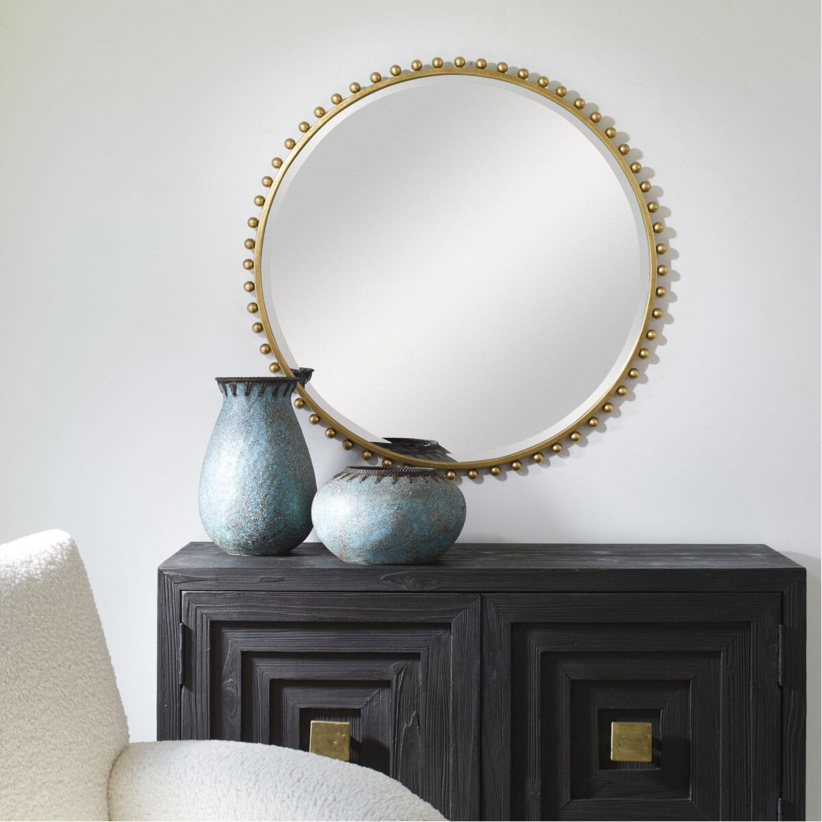 Taza 32 X 32 inch Gold Leaf Wall Mirror, Round