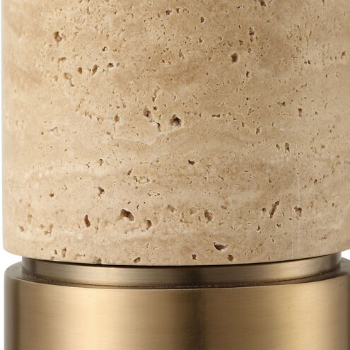 Knox 66 inch 150.00 watt Travertine and Antique Brass Floor Lamp Portable Light