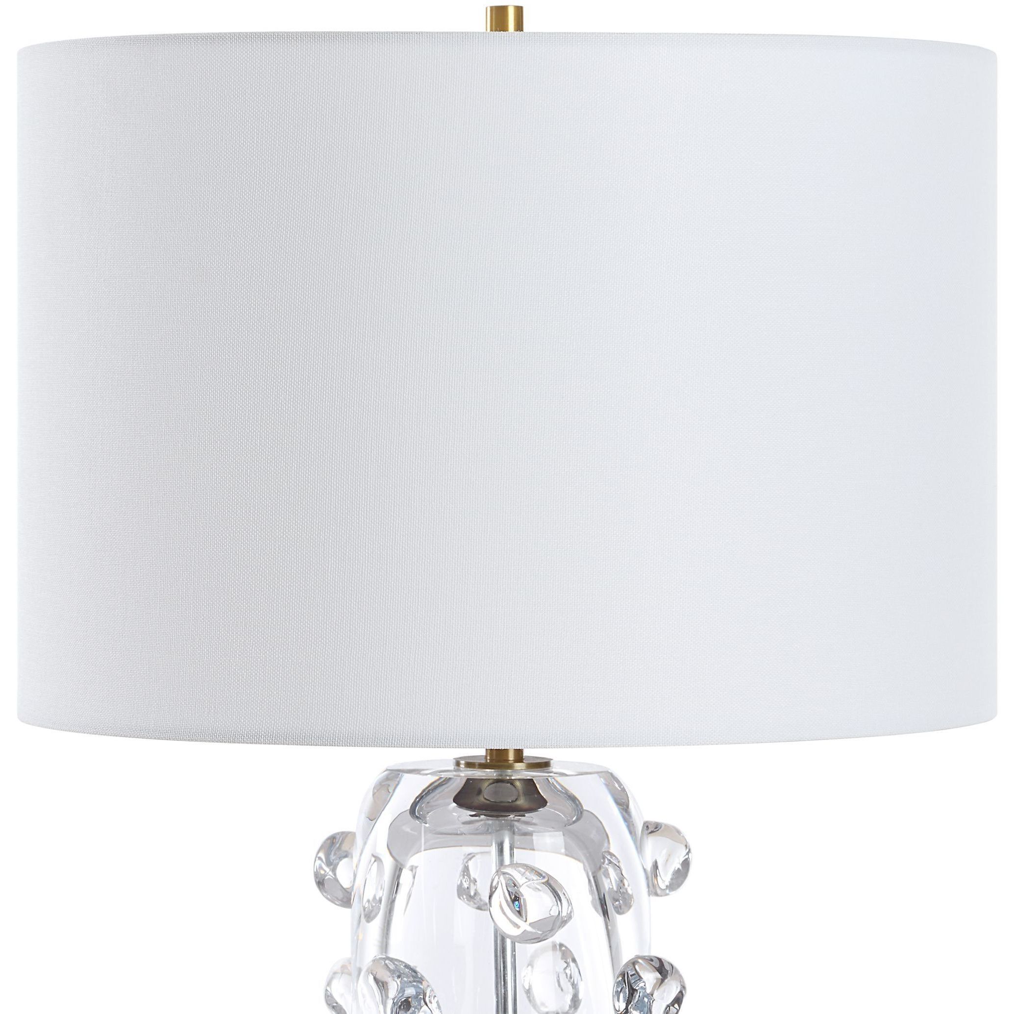 Aura 27.75 inch 150 watt Clear Glass and Brushed Brass Table Lamp Portable Light