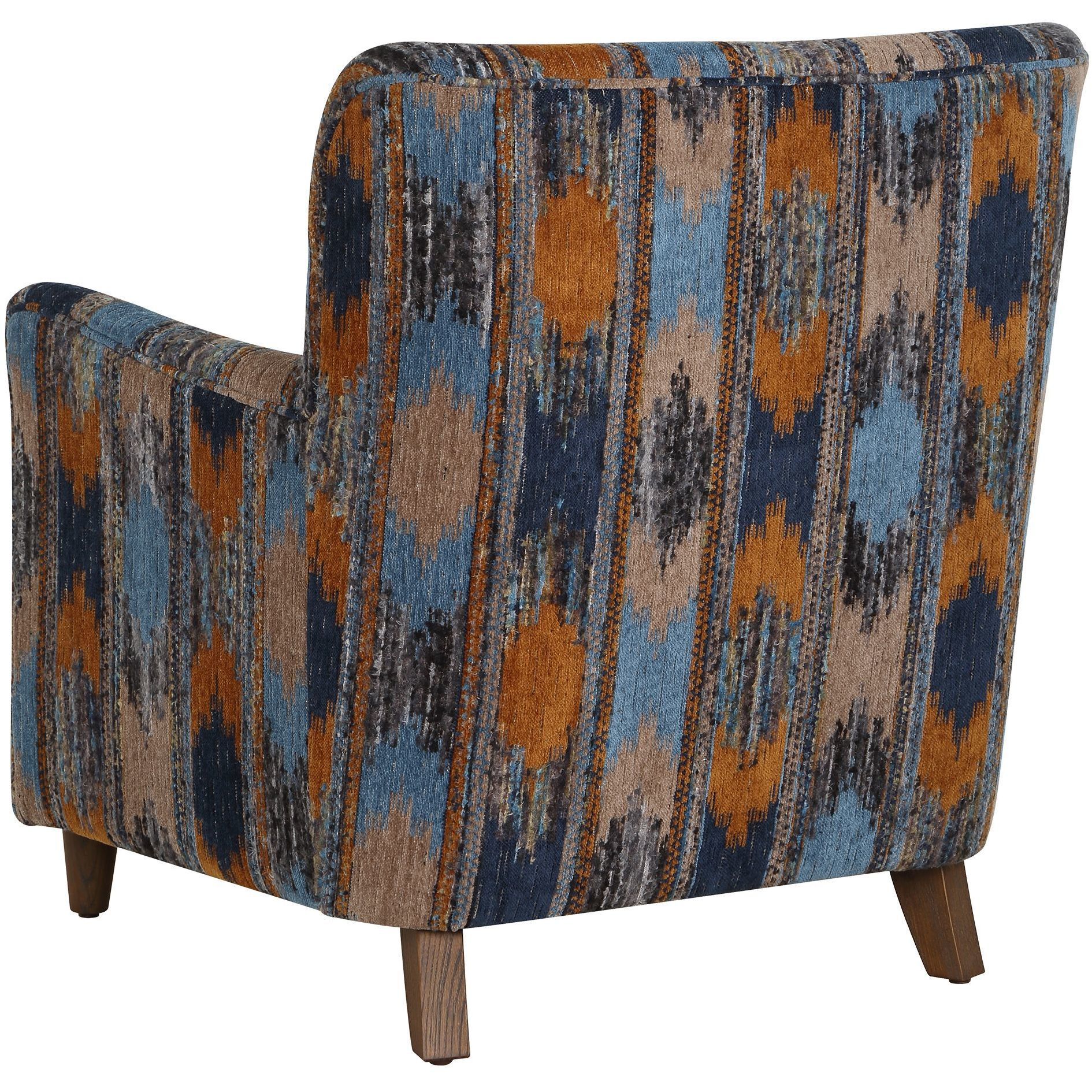 Lainey Sapphire and Rust and Spa Blue with Walnut Armchair