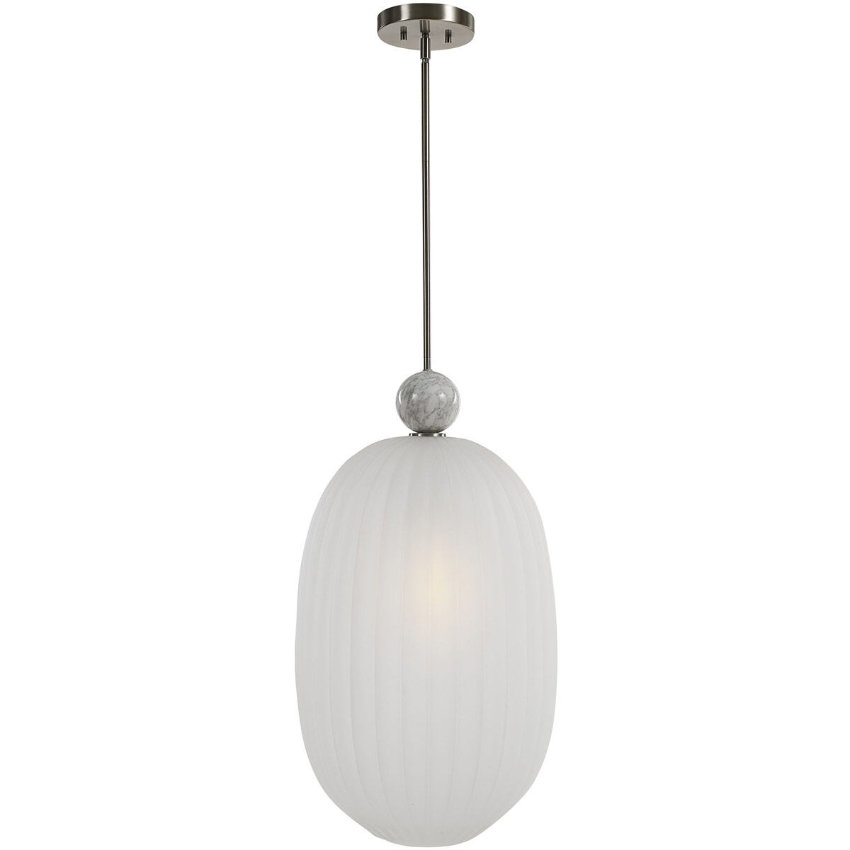 Creme 1 Light 16 inch White Marble and Brushed Nickel Pendant Ceiling Light
