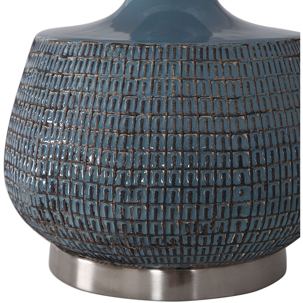 Hearst 25 inch 150 watt Blue Glaze With Rust Bronze Distressing Table Lamp Portable Light