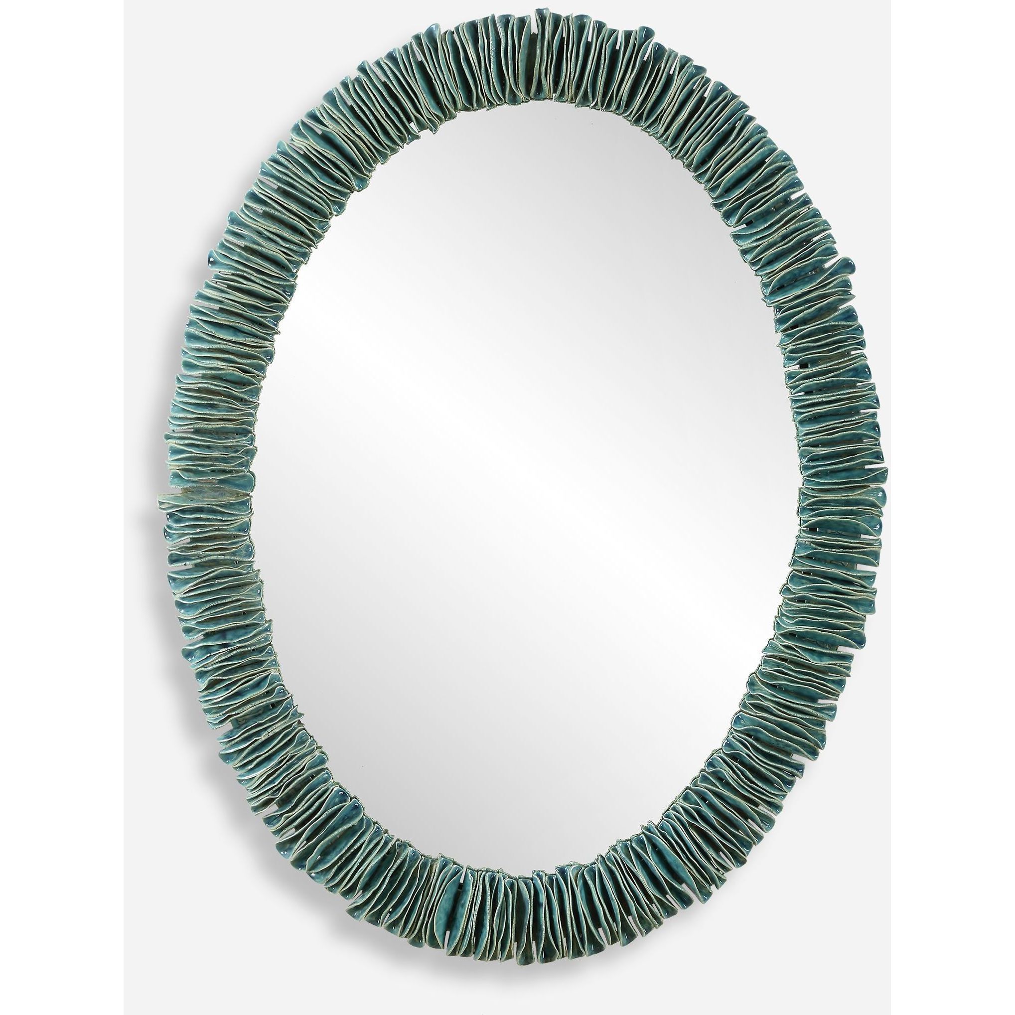 Bonaire 34.5 X 26.5 inch Distressed Mottled Teal Blue Glaze Mirror