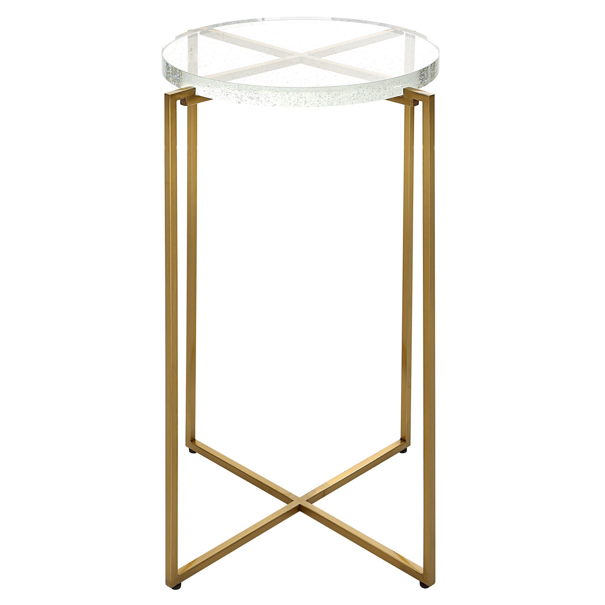 Star-crossed 24 X 16 inch Brushed Gold and Seeded Glass Accent Table