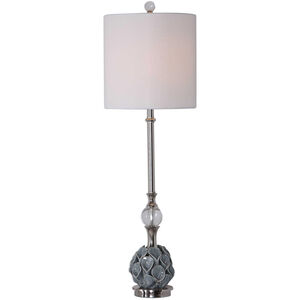 Elody 32 inch 150 watt Blue Gray Glaze with Crystal and Polished Nickel Buffet Lamp Portable Light