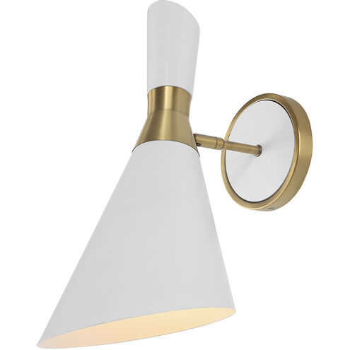 Eames 1 Light 8 inch White and Antique Brass Sconce Wall Light