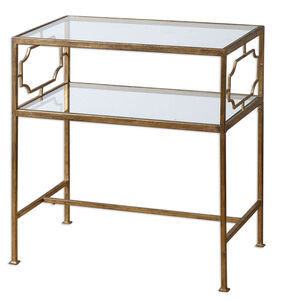 Genell 26 X 24 inch Gold Leaf and Clear Glass Side Table