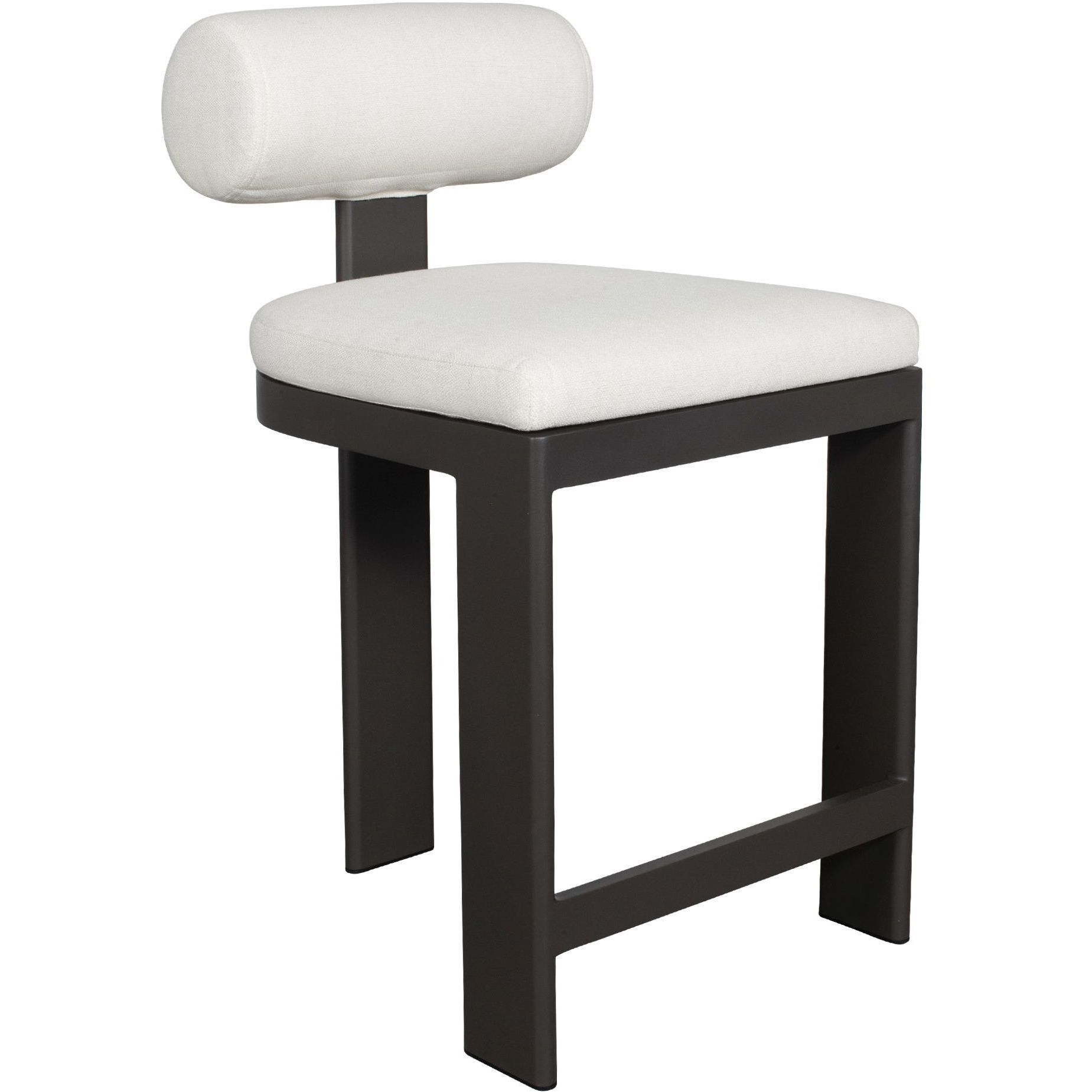 Bolster Back 38.5 inch Java Black and Oyster White Outdoor Counter Stool