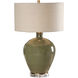 Elva 27.25 inch 150 watt Distressed Emerald Green Glaze and Antique Brass Table Lamp Portable Light