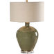 Elva 27 inch 150 watt Distressed Emerald Green Glaze and Antique Brass Table Lamp Portable Light