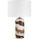 Ararat 24 inch 150 watt White And Brown with Antique Brass Table Lamp Portable Light