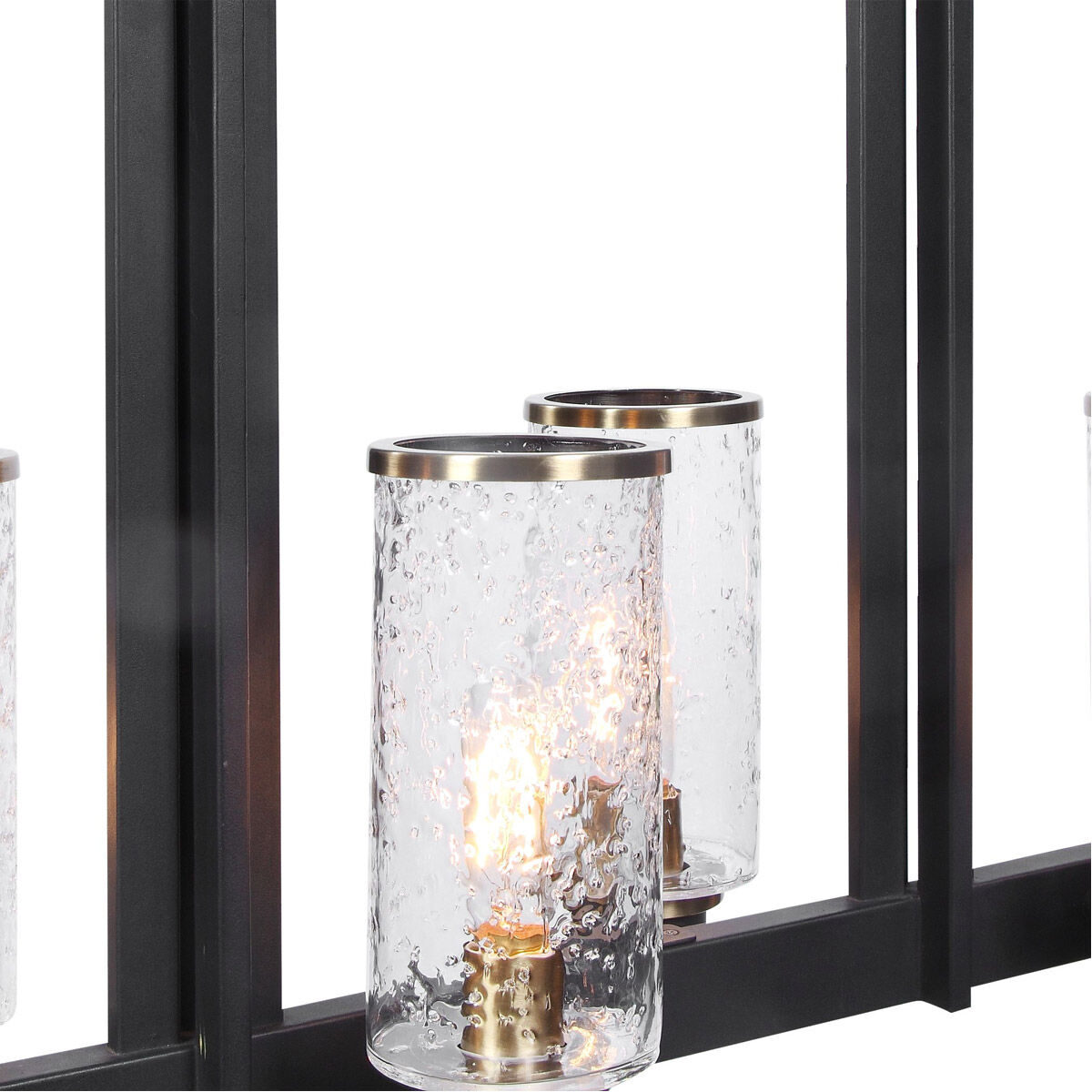 Jarsdel 6 Light 45 inch Black and Antique Brass Island Light Ceiling Light