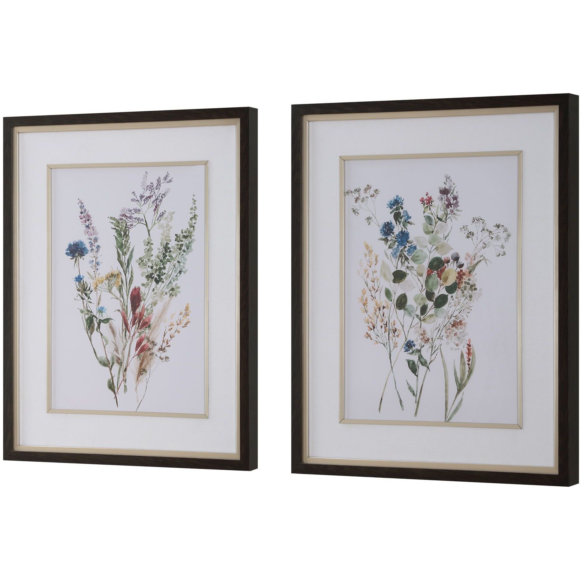 Delicate Flowers 33.63 X 27.63 inch Framed Prints, Set of 2