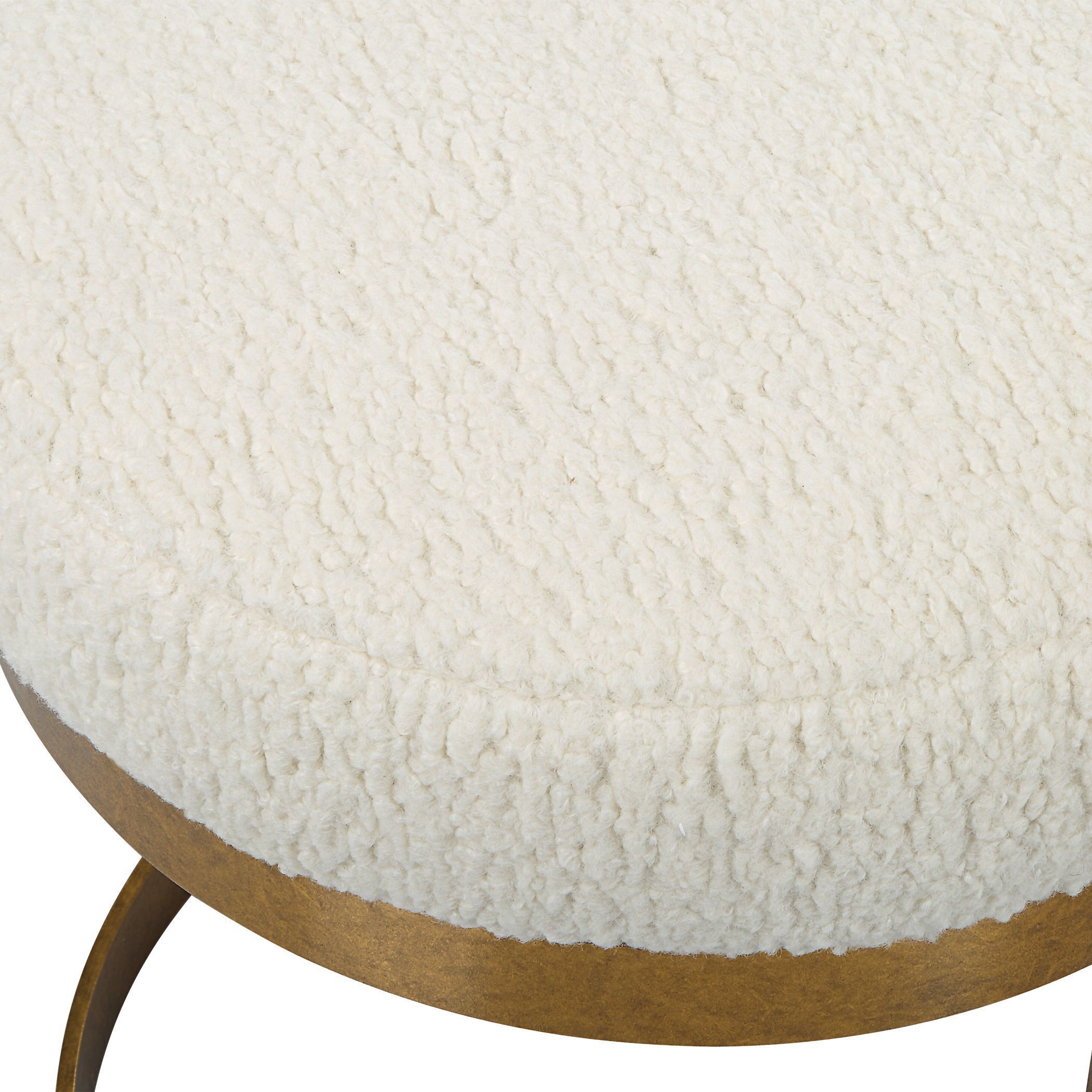 Infinity Antique Gold Leaf and Natural Faux Shearling Bench