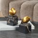 Golden Finch Brass and Black Marble Bird Figurines, Set of 2