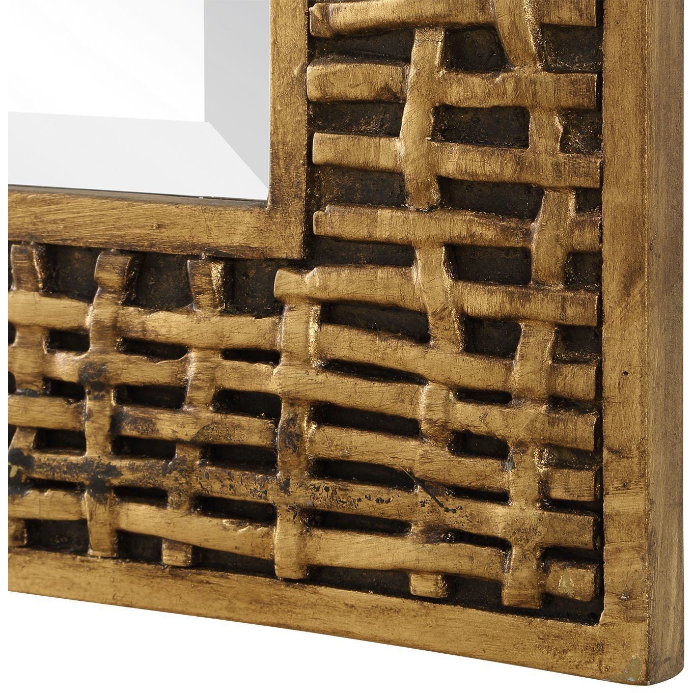 Woven In Time 39.75 X 29.5 inch Antiqued Gold Leaf Mirror