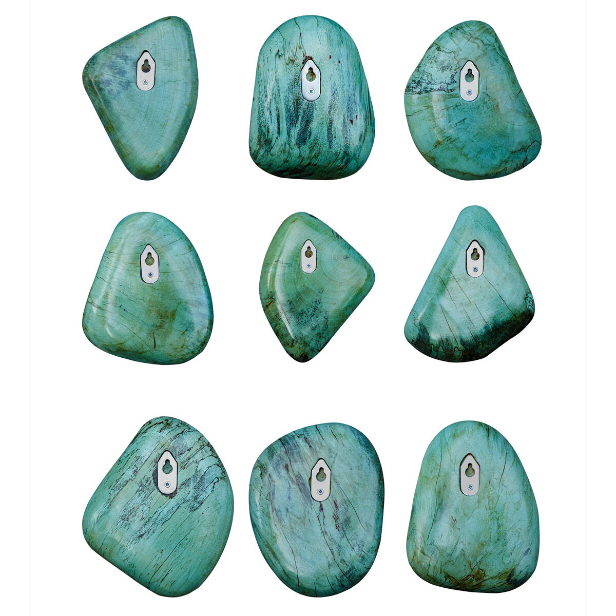 Pebbles Aqua Stain Wood Wall Decor, Set of 9