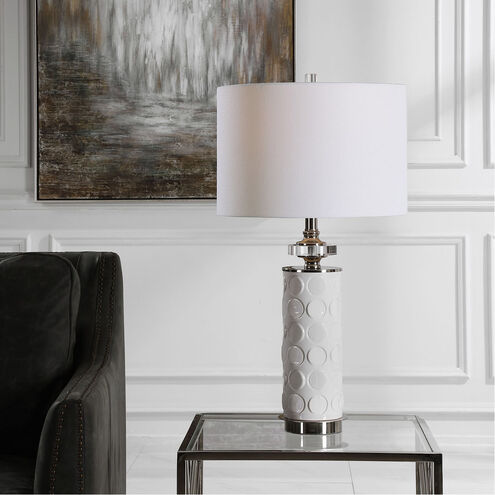 Calia 29 inch 150.00 watt White Ceramic with Polished Nickel Details Table Lamp Portable Light