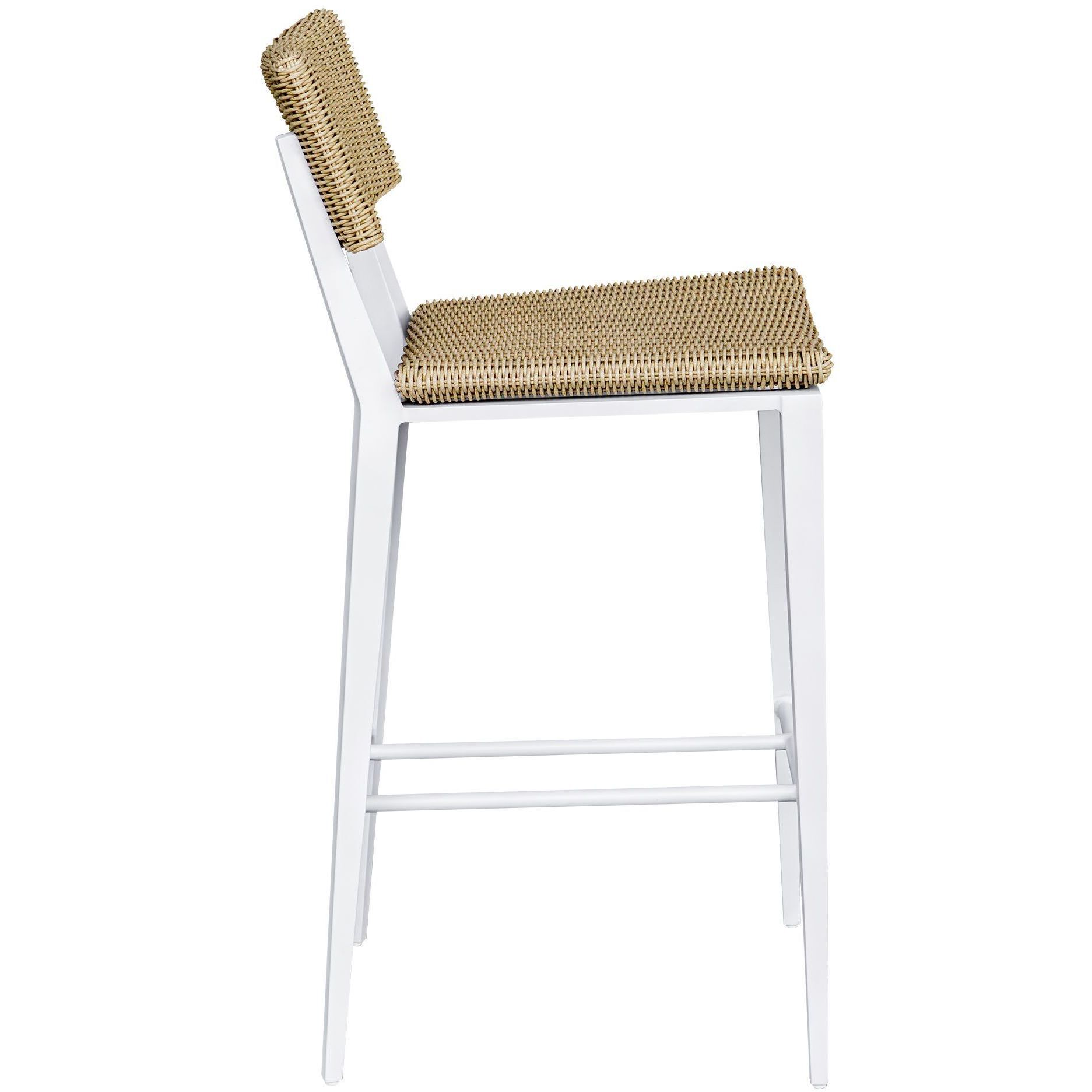Calbas 42.25 inch White and Honey Outdoor Bar Stool