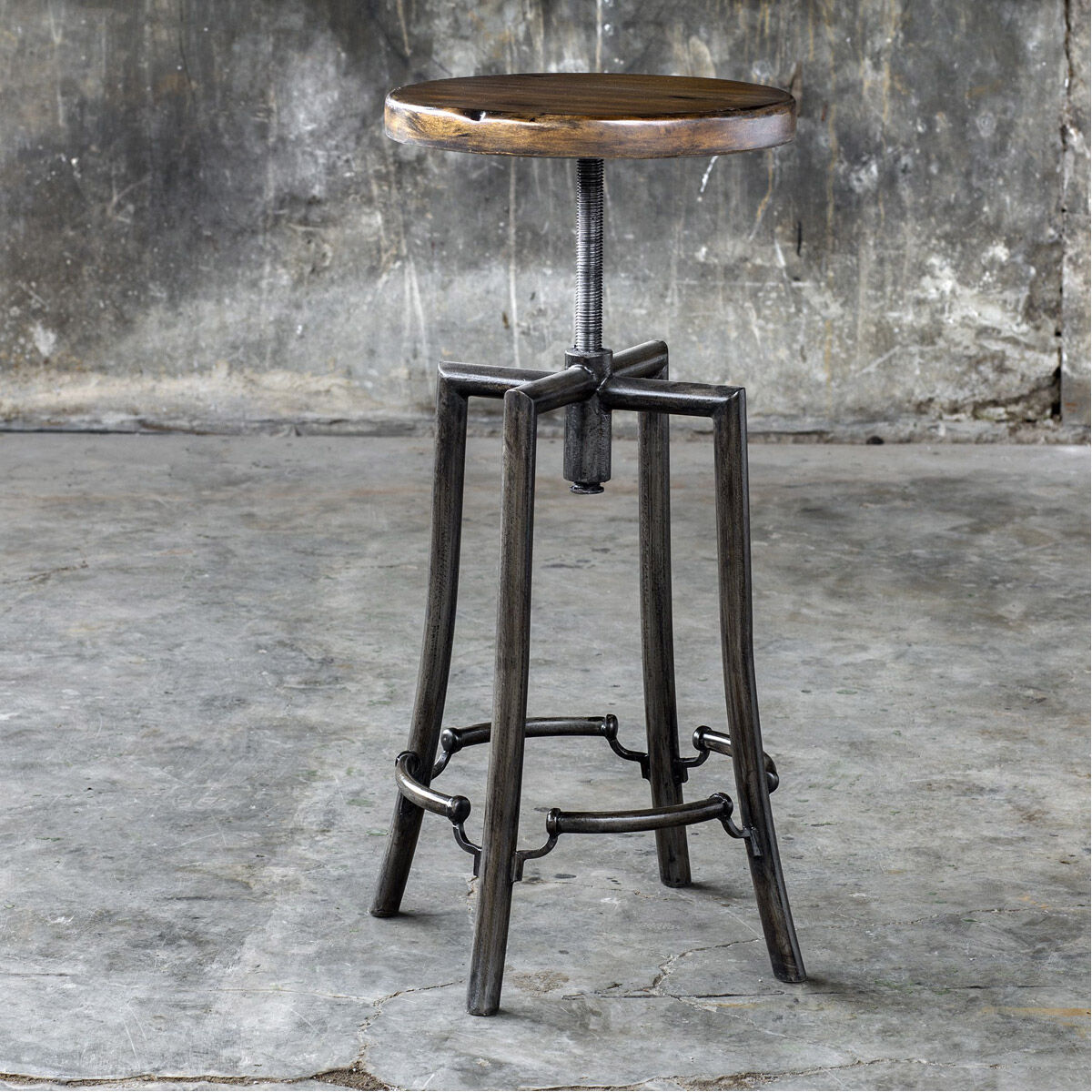 Westlyn 32 inch Burnished Dark Walnut Stain and Aged Steel Bar Stool