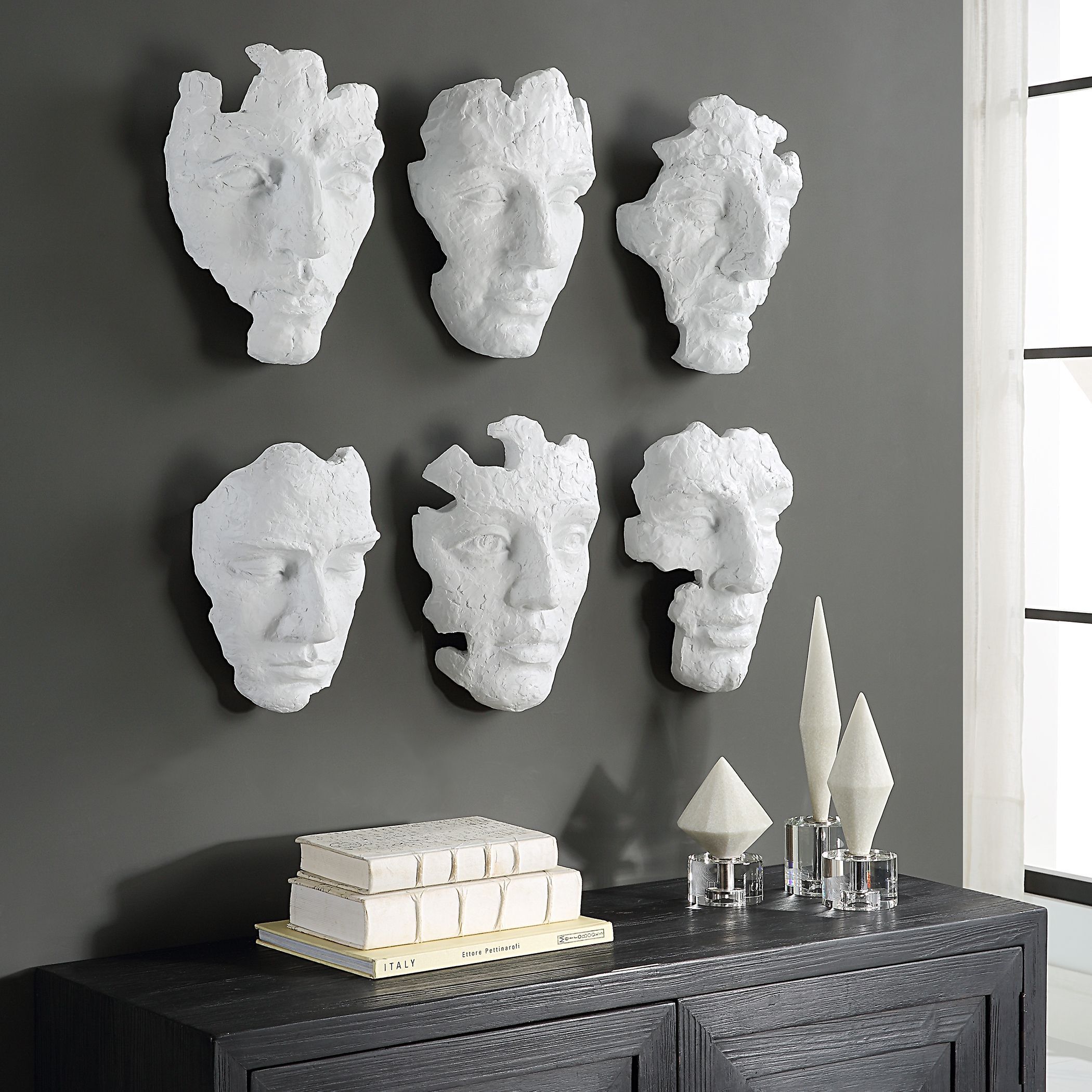 Self-Portrait Matte White Wall Decor, Set of 6