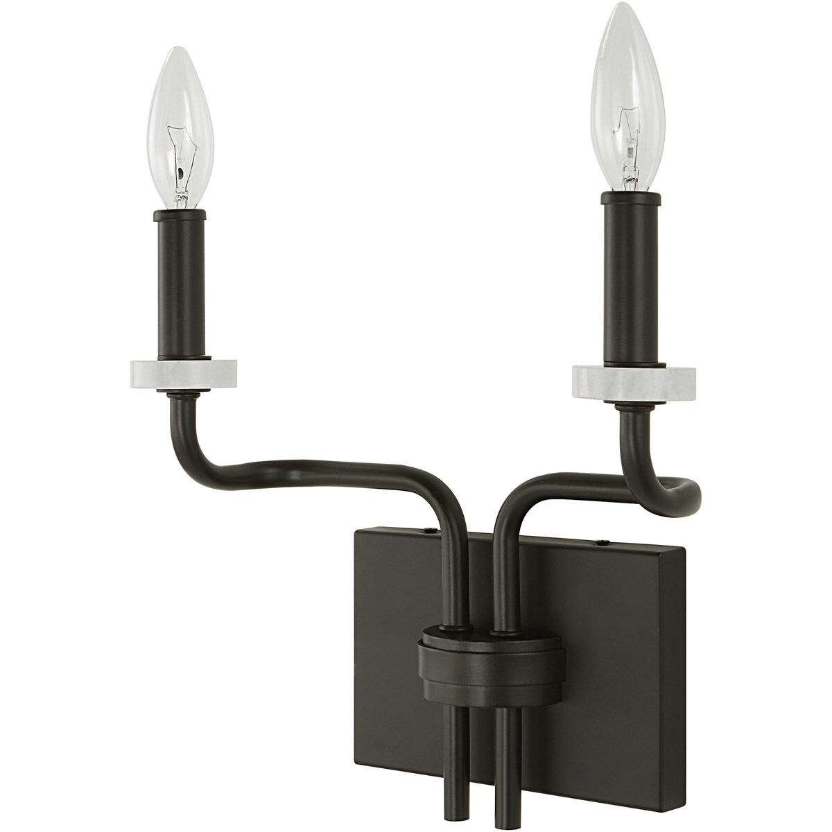 Ebony Elegance 2 Light 12 inch Matte Black and White Marble Sconce Wall Light