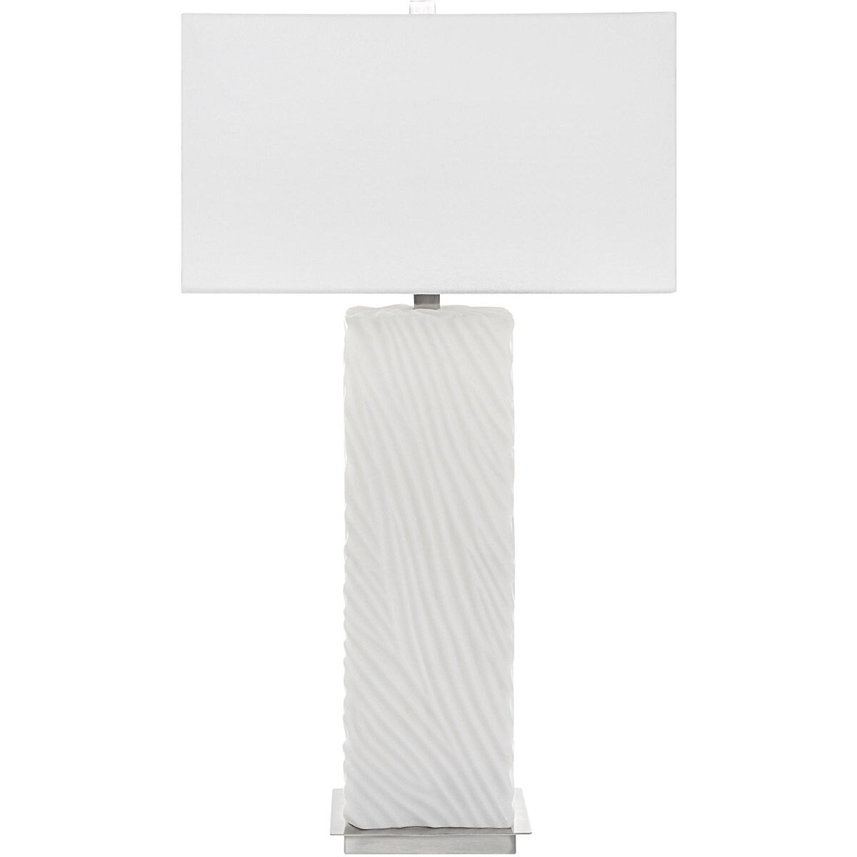 Pillar 32 inch 150.00 watt Granulated White Marble and Brushed Nickel Table Lamp Portable Light