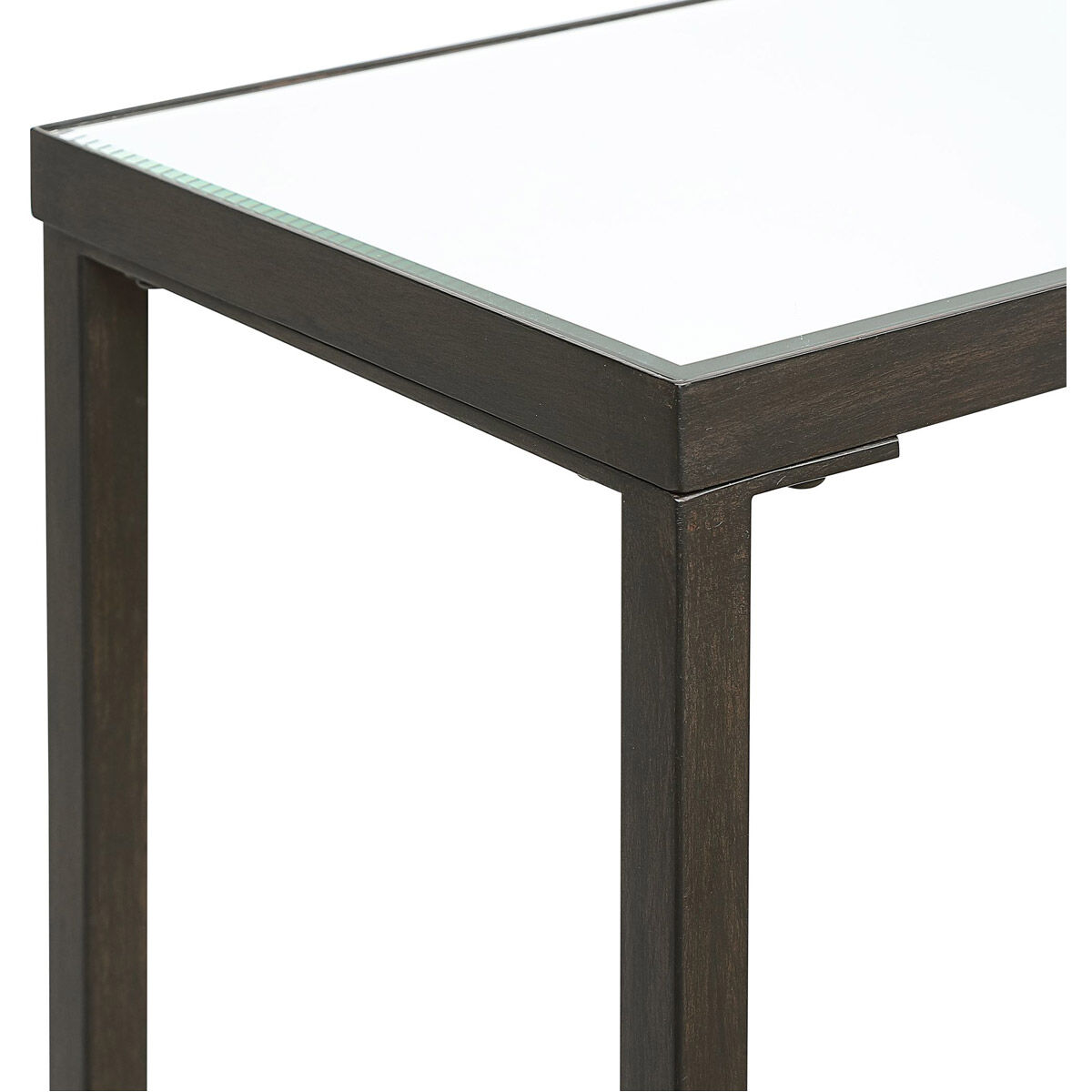 Hayley 60 inch Matte Black with Mirror and Clear Glass Console Table