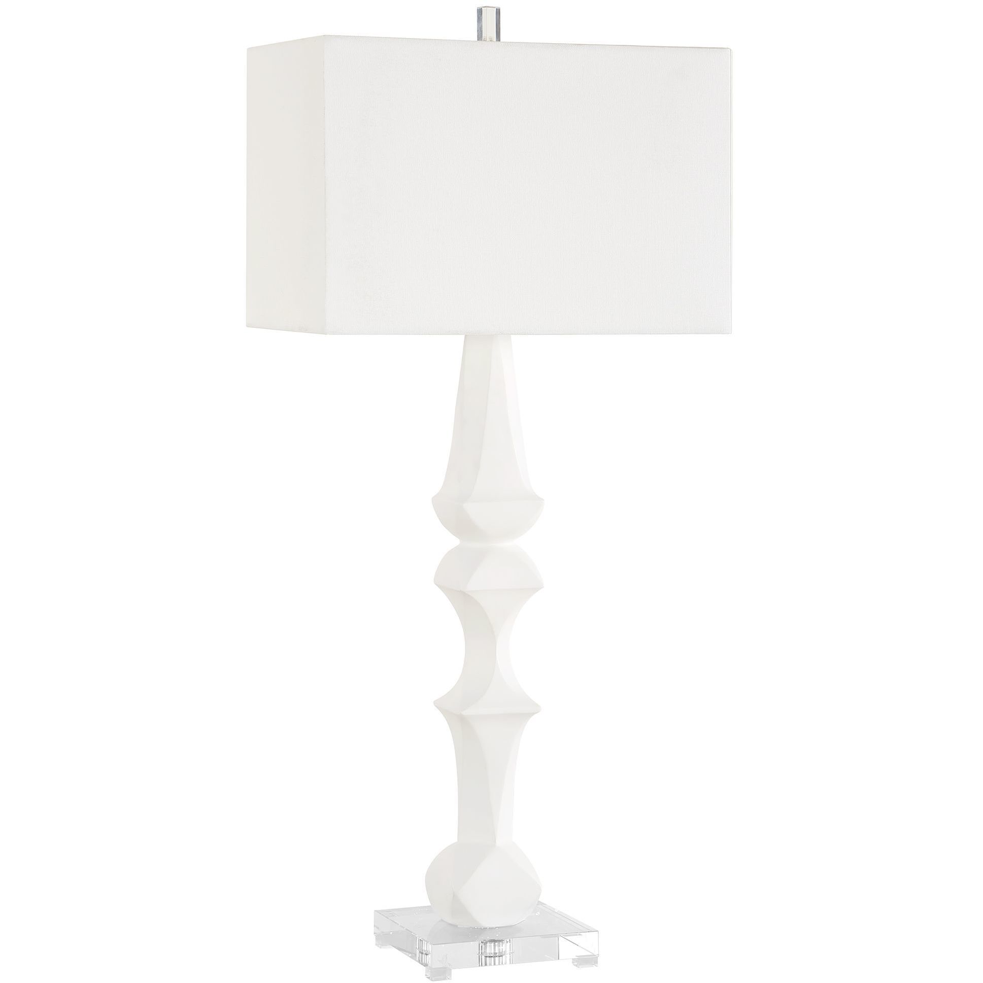 Mayme 37.5 inch 150 watt Matte White and Crystal Table Lamp Portable Light