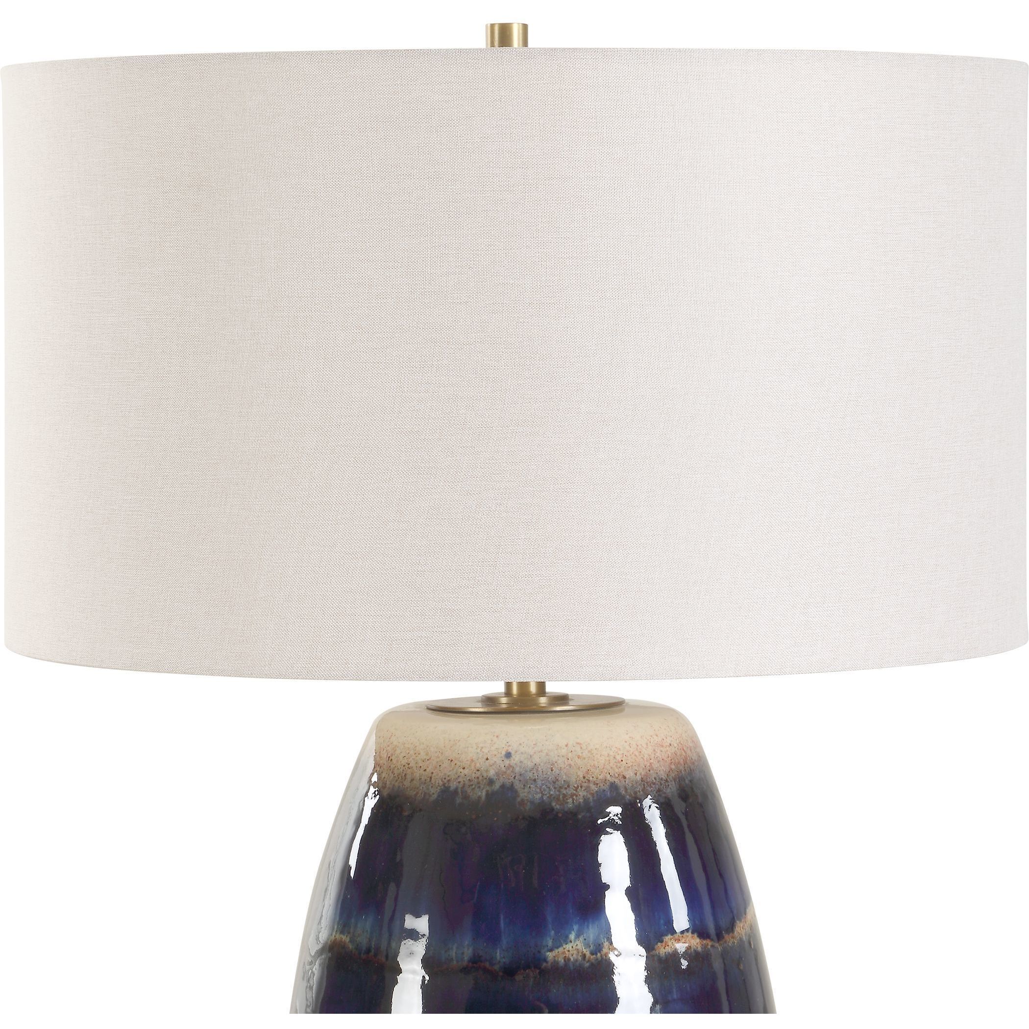 Orleans 27.5 inch 150.00 watt Blue Drip Glaze and Antique Brass Table Lamp Portable Light